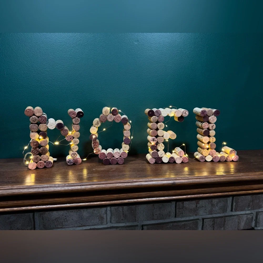 Christmas decor Wine Cork NOEL Sign with Lights